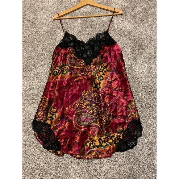 Victoria's Secret Other - Vintage Victorias Secret Gold Label Womens Slip Dress Small Paisley Satin Lace